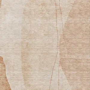 Photo of Terra Cotta And Beige Abstract Washable Area Rug With UV Protection