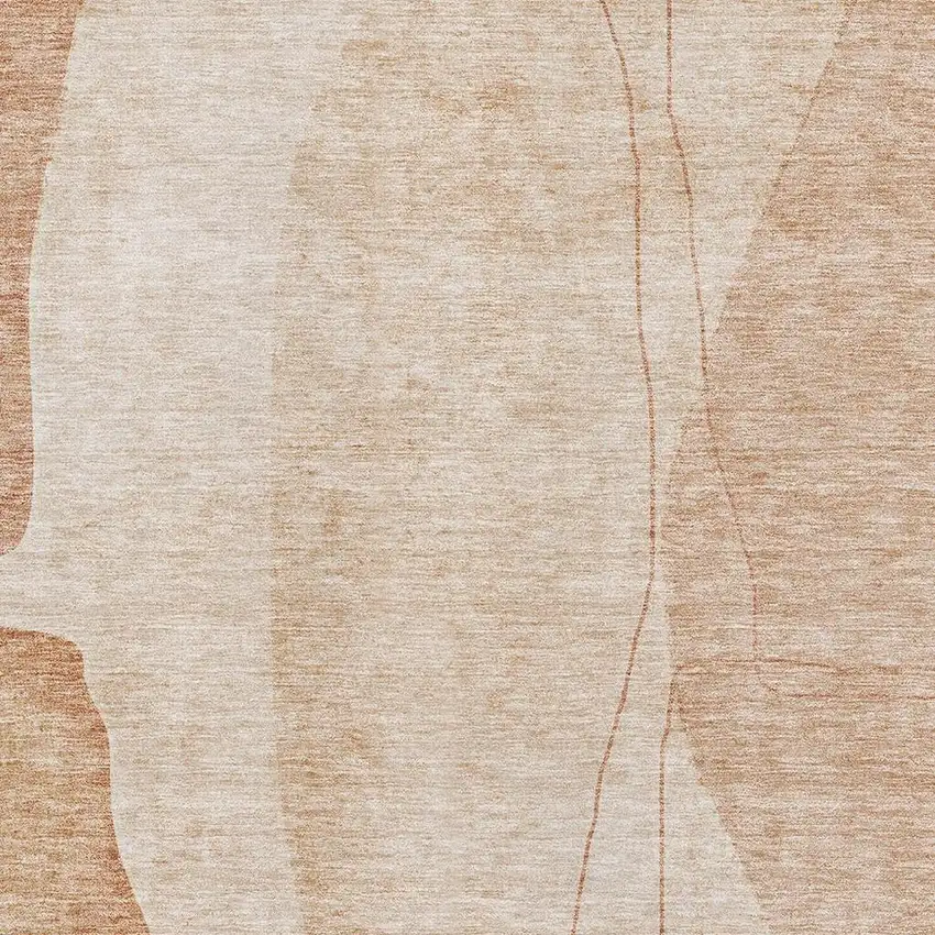 Terra Cotta And Beige Abstract Washable Area Rug With UV Protection Photo 8