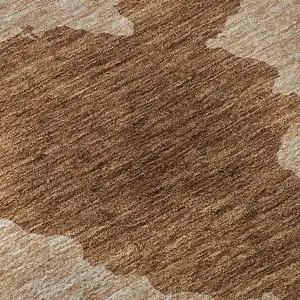 Photo of Terra Cotta And Beige Abstract Washable Area Rug With UV Protection