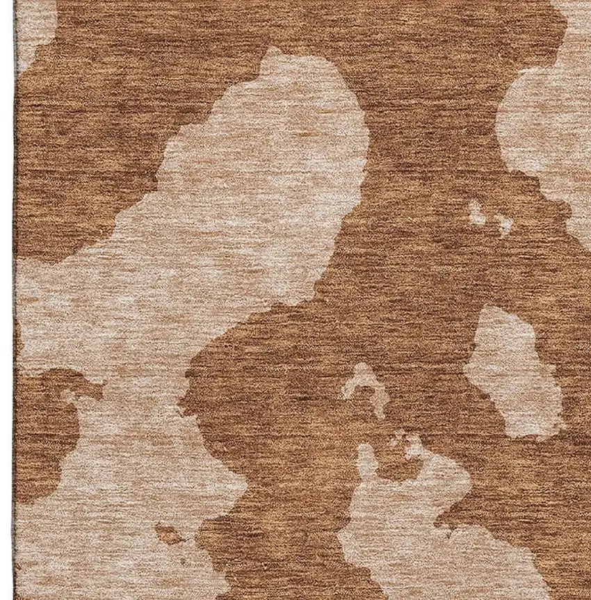 Terra Cotta And Beige Abstract Washable Area Rug With UV Protection Photo 4