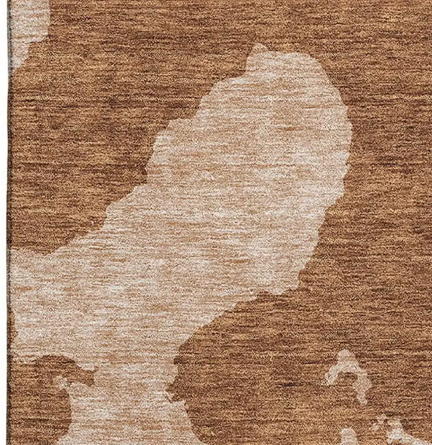 Terra Cotta And Beige Abstract Washable Area Rug With UV Protection Photo 3