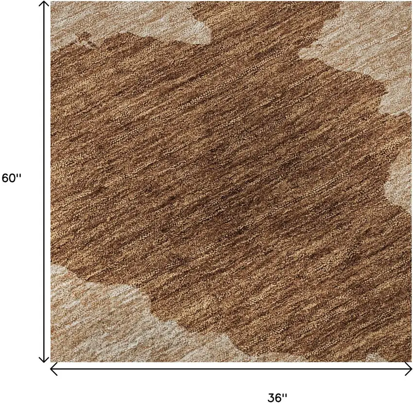 Terra Cotta And Beige Abstract Washable Area Rug With UV Protection Photo 9