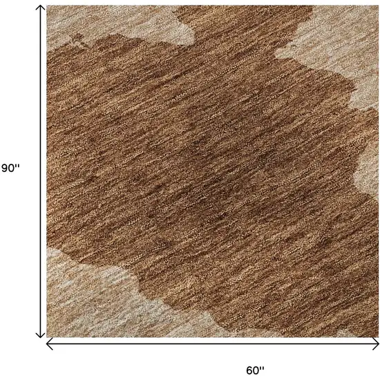 Terra Cotta And Beige Abstract Washable Area Rug With UV Protection Photo 9