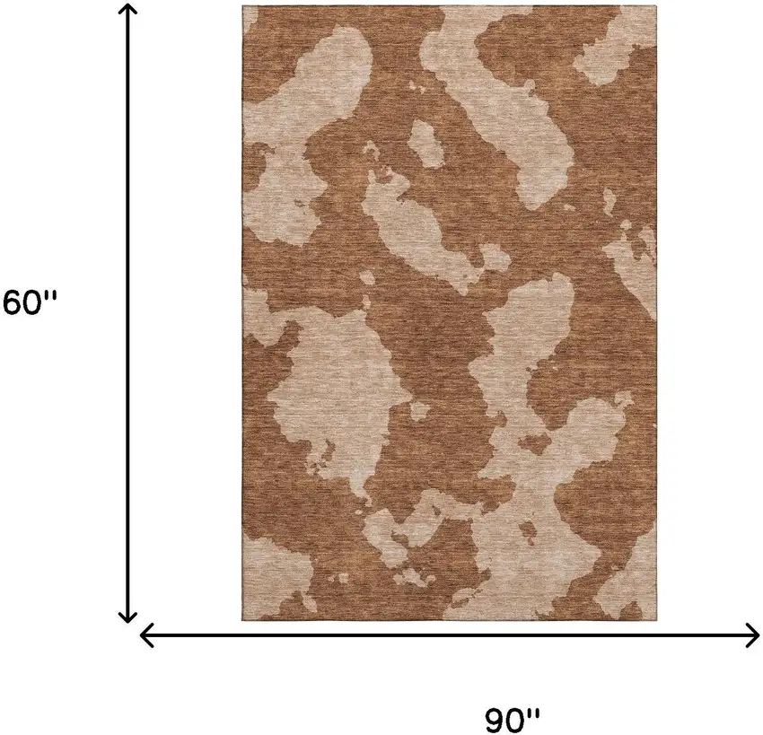 Terra Cotta And Beige Abstract Washable Area Rug With UV Protection Photo 8