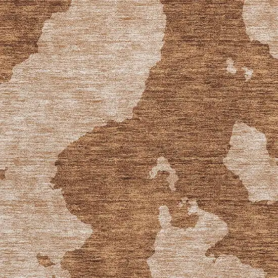 Terra Cotta And Beige Abstract Washable Area Rug With UV Protection Photo 3