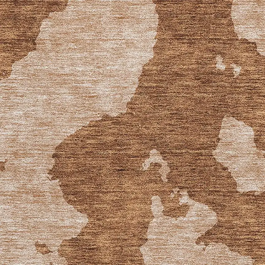 Terra Cotta And Beige Abstract Washable Area Rug With UV Protection Photo 3