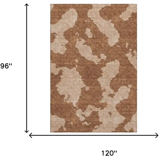 Terra Cotta And Beige Abstract Washable Area Rug With UV Protection Photo 8