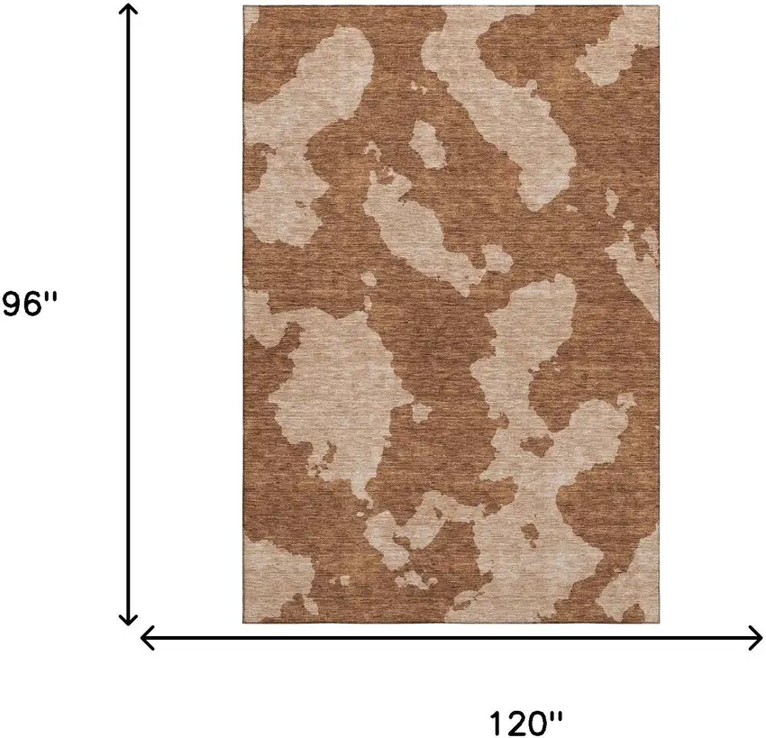Terra Cotta And Beige Abstract Washable Area Rug With UV Protection Photo 8