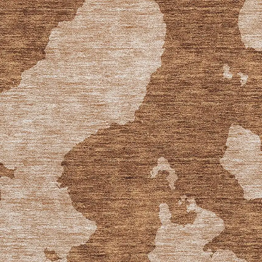 Terra Cotta And Beige Abstract Washable Area Rug With UV Protection Photo 3