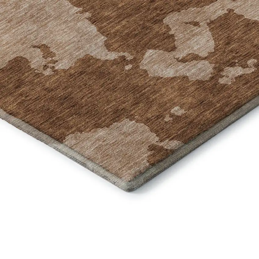 Terra Cotta And Beige Abstract Washable Area Rug With UV Protection Photo 8