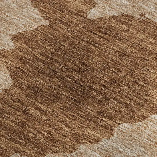 Terra Cotta And Beige Abstract Washable Area Rug With UV Protection Photo 3