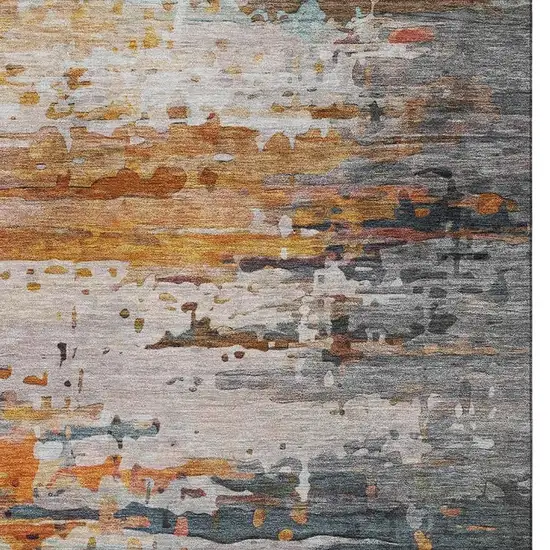 Terra Cotta And Beige Abstract Washable Area Rug With UV Protection Photo 3