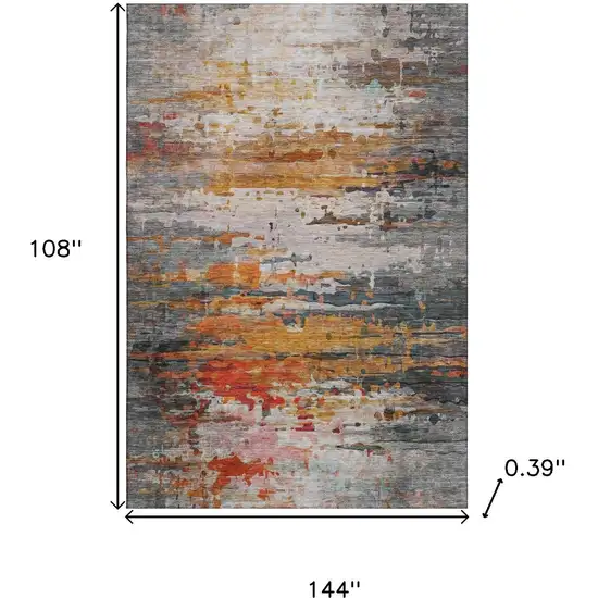 Terra Cotta And Beige Abstract Washable Area Rug With UV Protection Photo 9