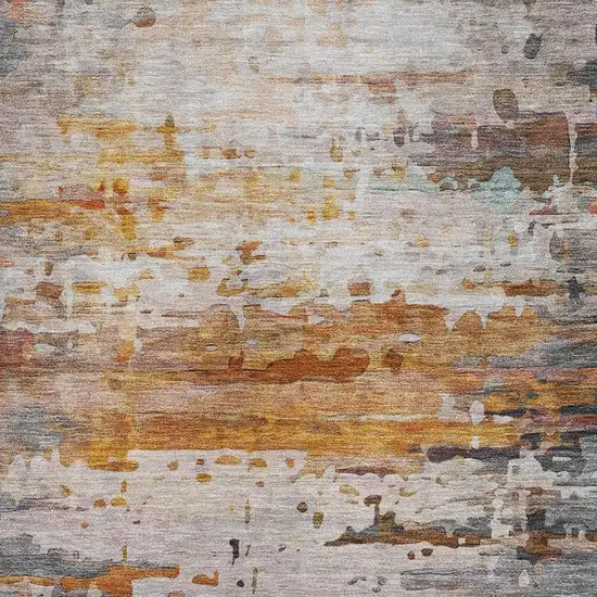 Terra Cotta And Beige Abstract Washable Area Rug With UV Protection Photo 3