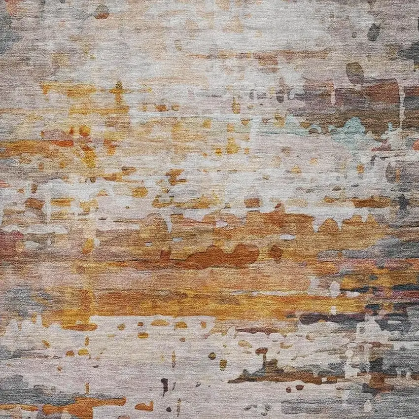 Terra Cotta And Beige Abstract Washable Area Rug With UV Protection Photo 3