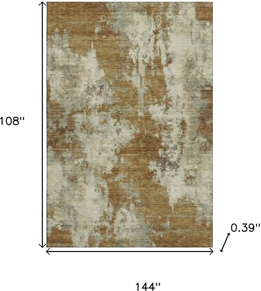 Terra Cotta And Beige Abstract Washable Area Rug With UV Protection Photo 9