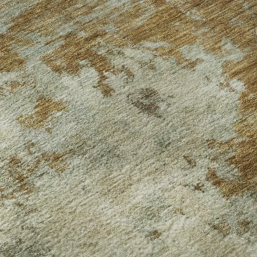 Terra Cotta And Beige Abstract Washable Area Rug With UV Protection Photo 8