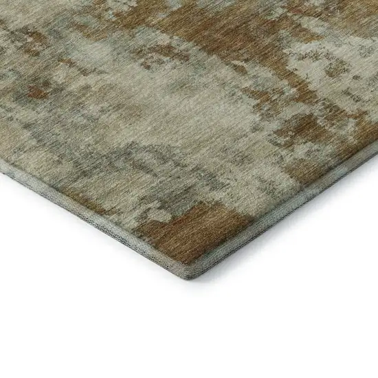 Terra Cotta And Beige Abstract Washable Area Rug With UV Protection Photo 6