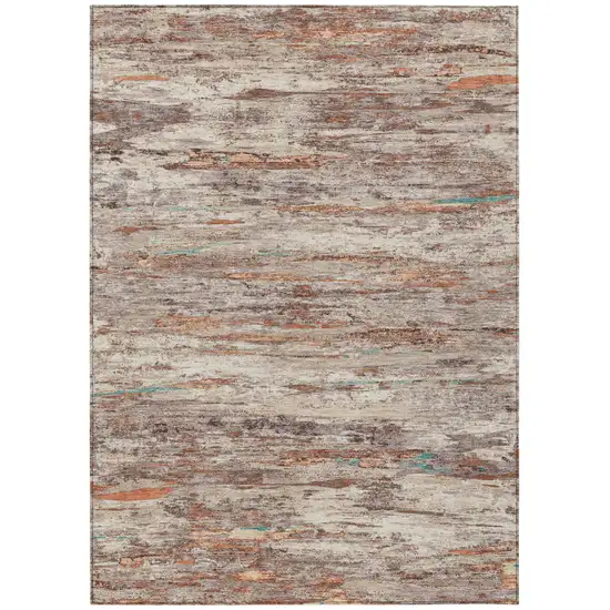 Terra Cotta And Beige Abstract Washable Indoor Outdoor Area Rug Photo 8