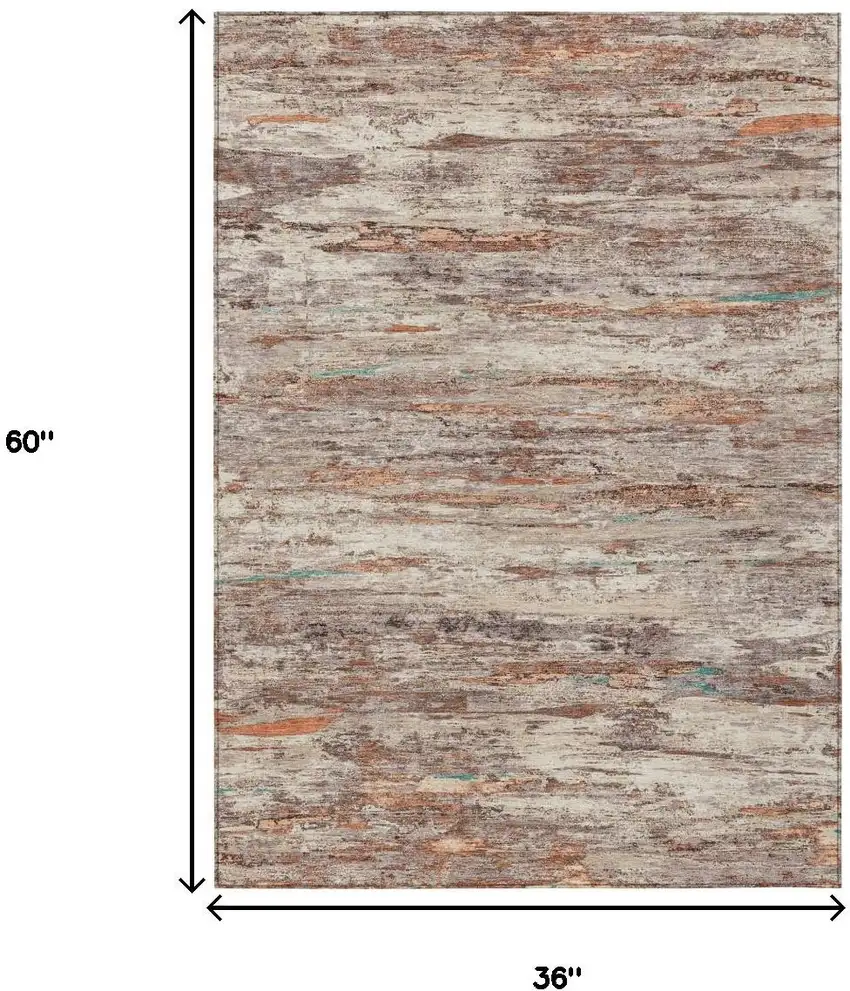 Terra Cotta And Beige Abstract Washable Indoor Outdoor Area Rug Photo 9