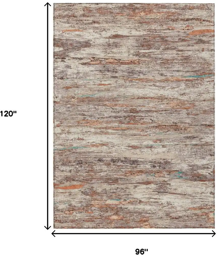 Terra Cotta And Beige Abstract Washable Indoor Outdoor Area Rug Photo 8