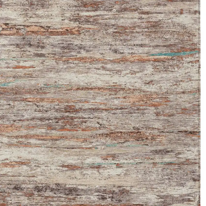 Terra Cotta And Beige Abstract Washable Indoor Outdoor Area Rug Photo 9