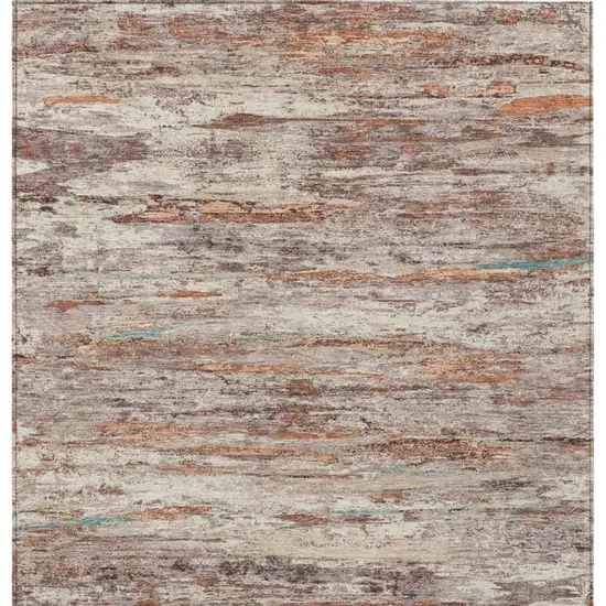 Terra Cotta And Beige Abstract Washable Indoor Outdoor Area Rug Photo 1