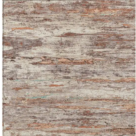 Terra Cotta And Beige Abstract Washable Indoor Outdoor Area Rug Photo 9