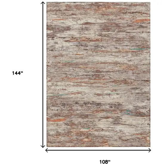 Terra Cotta And Beige Abstract Washable Indoor Outdoor Area Rug Photo 8