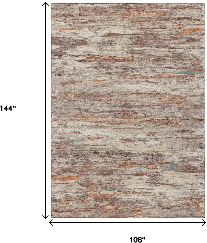 Terra Cotta And Beige Abstract Washable Indoor Outdoor Area Rug Photo 8