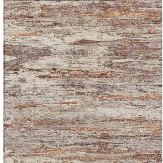 Terra Cotta And Beige Abstract Washable Indoor Outdoor Area Rug Photo 1