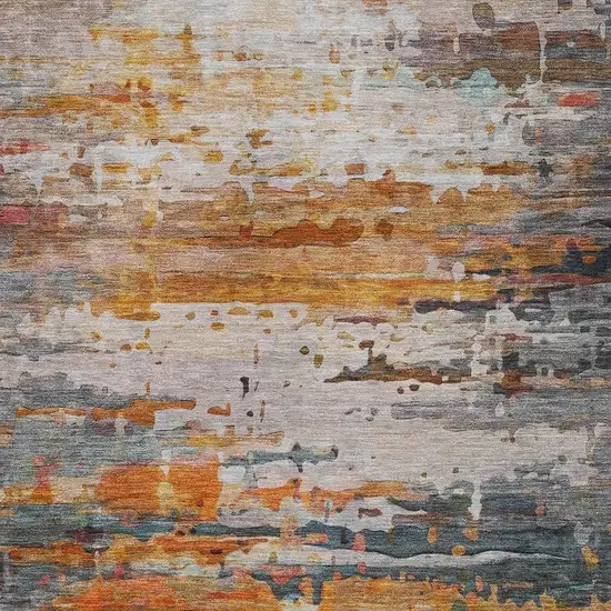 Terra Cotta And Beige Abstract Washable Indoor Outdoor Area Rug Photo 7