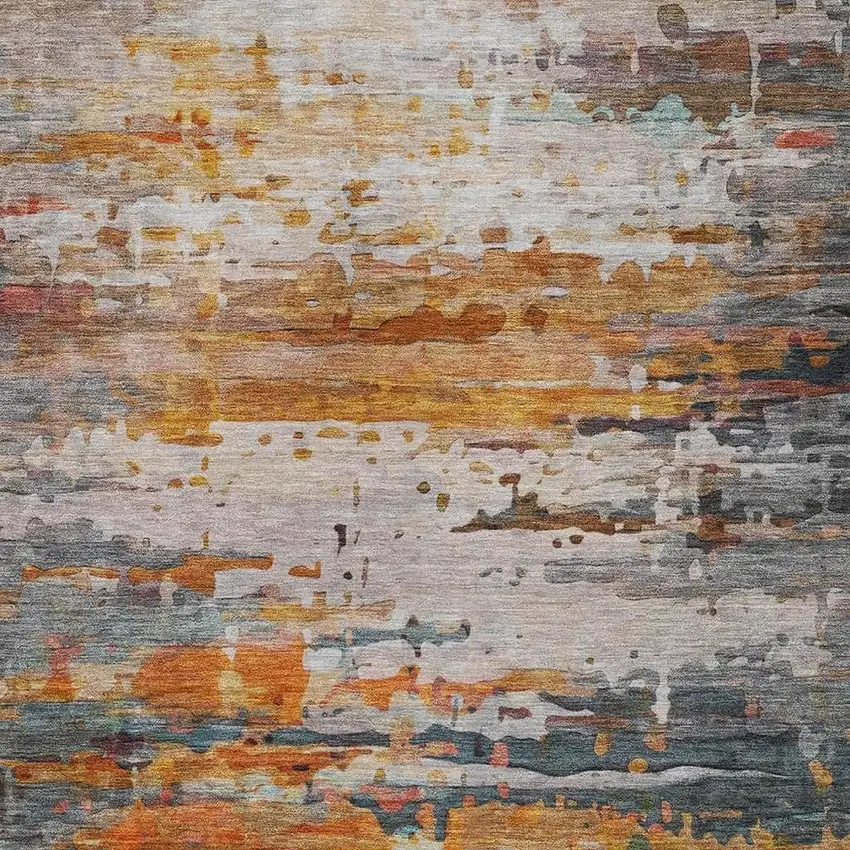 Terra Cotta And Beige Abstract Washable Indoor Outdoor Area Rug Photo 7