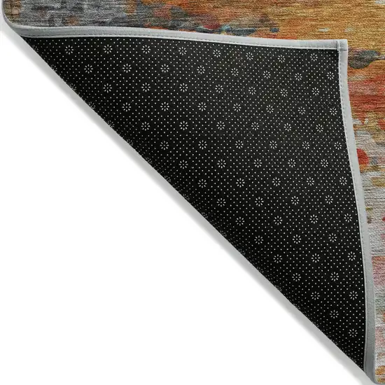 Terra Cotta And Beige Abstract Washable Indoor Outdoor Area Rug Photo 8