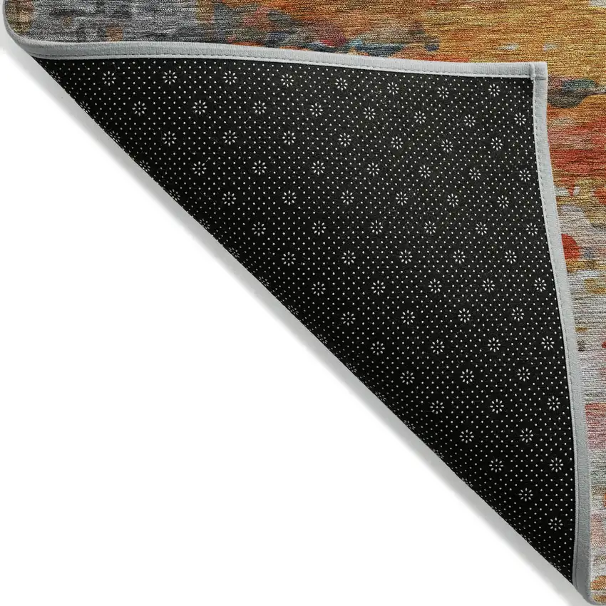 Terra Cotta And Beige Abstract Washable Indoor Outdoor Area Rug Photo 8