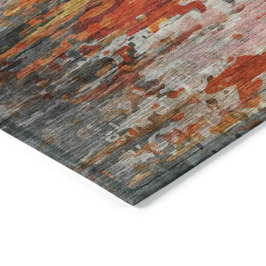 Terra Cotta And Beige Abstract Washable Indoor Outdoor Area Rug Photo 6