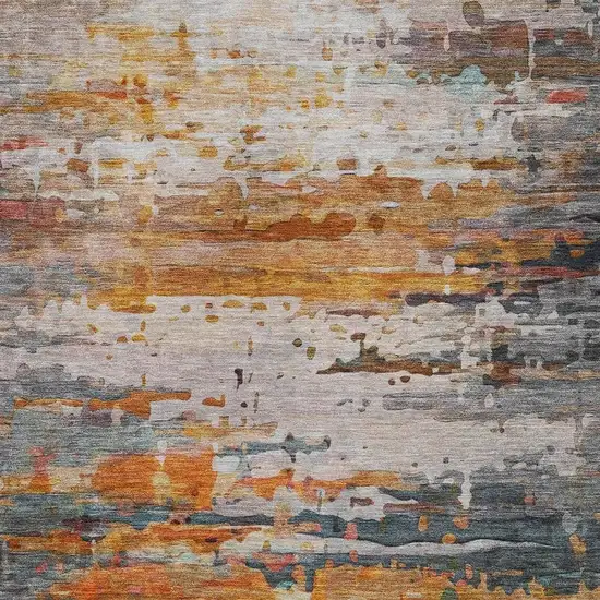 Terra Cotta And Beige Abstract Washable Indoor Outdoor Area Rug Photo 7