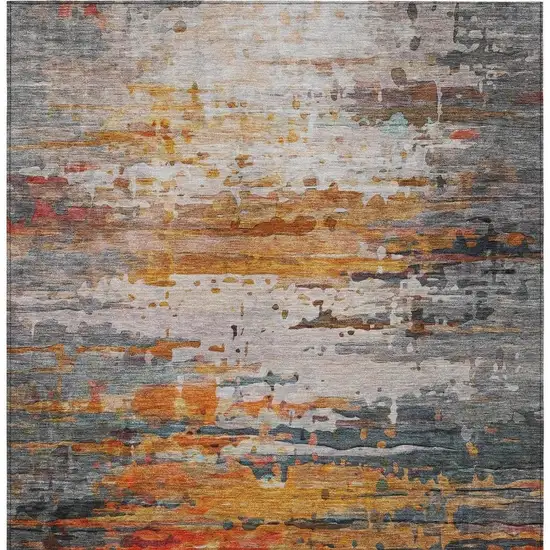 Terra Cotta And Beige Abstract Washable Indoor Outdoor Area Rug Photo 6