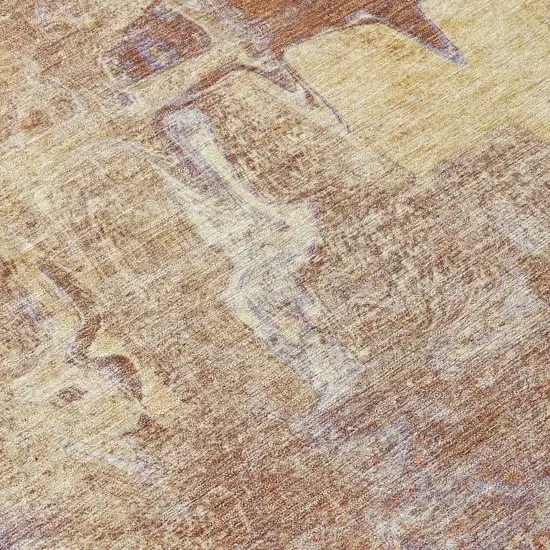 Terra Cotta And Beige Abstract Washable Indoor Outdoor Area Rug Photo 7