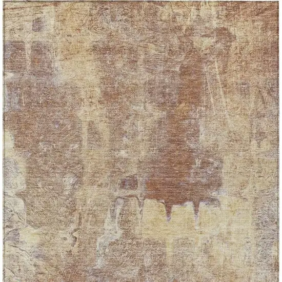 Terra Cotta And Beige Abstract Washable Indoor Outdoor Area Rug Photo 5