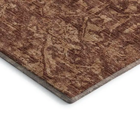 Terra Cotta And Beige Damask Washable Indoor Outdoor Area Rug Photo 5