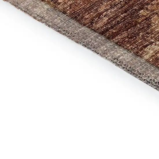 Terra Cotta And Beige Damask Washable Indoor Outdoor Area Rug Photo 6