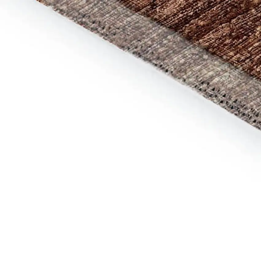 Terra Cotta And Beige Damask Washable Indoor Outdoor Area Rug Photo 5