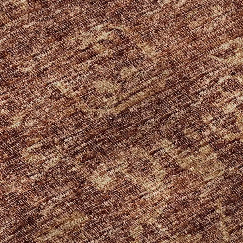 Terra Cotta And Beige Damask Washable Indoor Outdoor Area Rug Photo 9