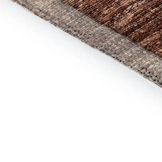 Terra Cotta And Beige Damask Washable Indoor Outdoor Area Rug Photo 6