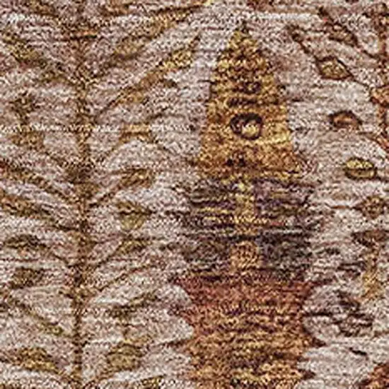 Terra Cotta And Beige Floral Vines Washable Area Rug With UV Protection Photo 3