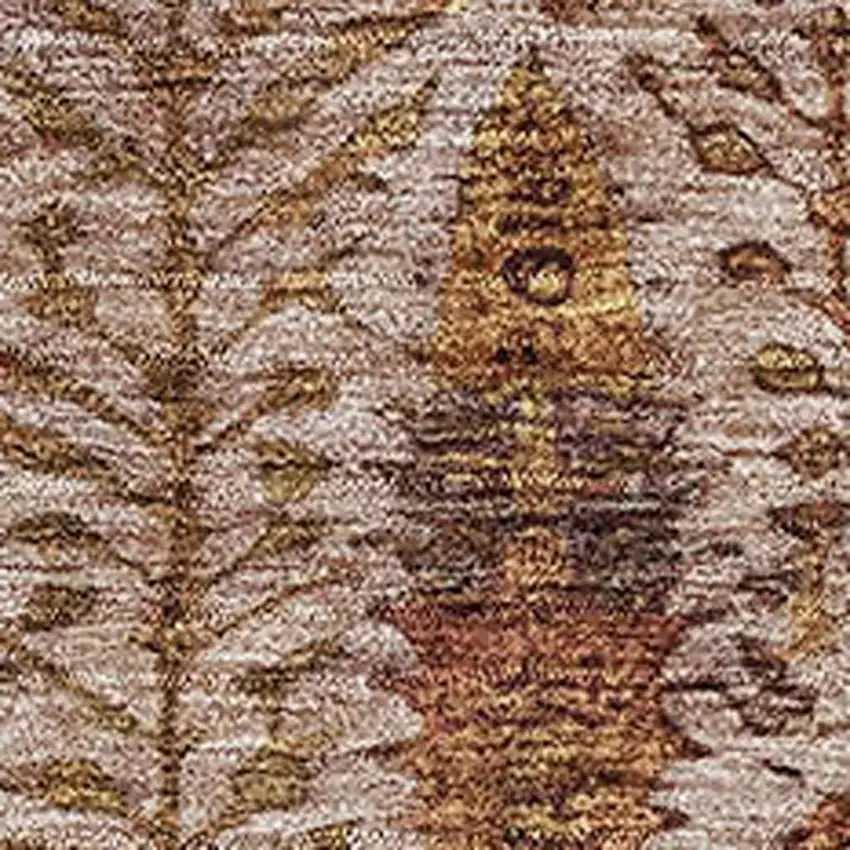 Terra Cotta And Beige Floral Vines Washable Area Rug With UV Protection Photo 3