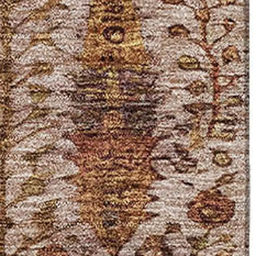 Terra Cotta And Beige Floral Vines Washable Area Rug With UV Protection Photo 3