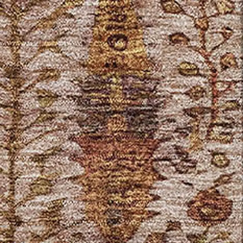 Terra Cotta And Beige Floral Vines Washable Area Rug With UV Protection Photo 7