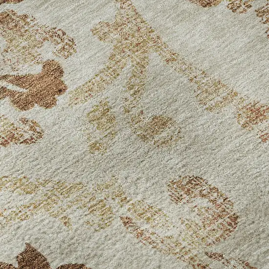 Terra Cotta And Beige Floral Washable Area Rug With UV Protection Photo 9